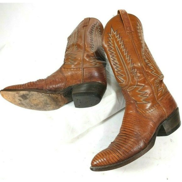 DAN POST 6836 Tan Brown Lizard Reptile Rodeo 9 - Picture 7 of 12